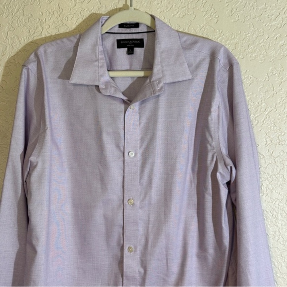 Banana Republic Men's Dress Shirt Non-Iron Burgundy Mini Checked Button Down‎ L - Picture 5 of 12